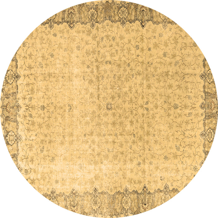 Round Machine Washable Persian Brown Traditional Rug, wshtr3281brn