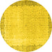 Round Persian Yellow Traditional Rug, tr3281yw