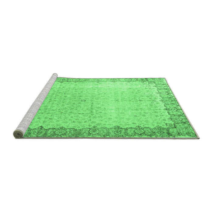 Sideview of Machine Washable Persian Emerald Green Traditional Area Rugs, wshtr3281emgrn