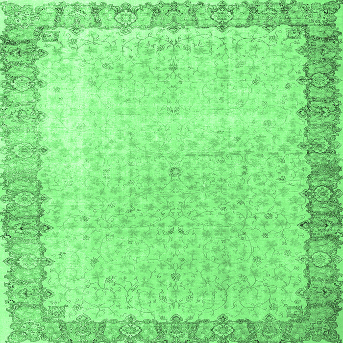 Square Machine Washable Persian Emerald Green Traditional Area Rugs, wshtr3281emgrn