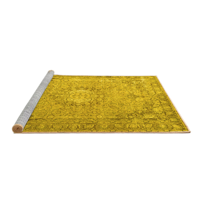 Sideview of Machine Washable Persian Yellow Traditional Rug, wshtr3282yw