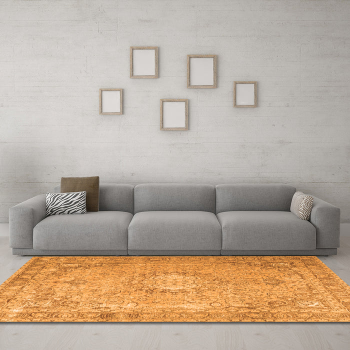 Machine Washable Persian Orange Traditional Area Rugs in a Living Room, wshtr3282org