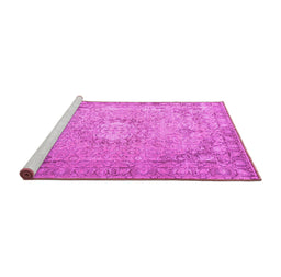 Sideview of Machine Washable Persian Pink Traditional Rug, wshtr3282pnk