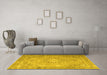 Machine Washable Persian Yellow Traditional Rug in a Living Room, wshtr3282yw