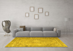 Machine Washable Persian Yellow Traditional Rug in a Living Room, wshtr3282yw