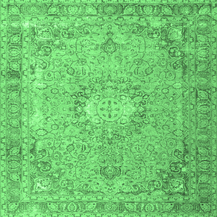Square Machine Washable Persian Emerald Green Traditional Area Rugs, wshtr3282emgrn