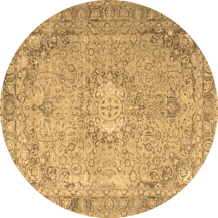 Round Persian Brown Traditional Rug, tr3282brn