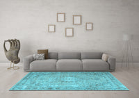 Machine Washable Persian Light Blue Traditional Rug, wshtr3282lblu