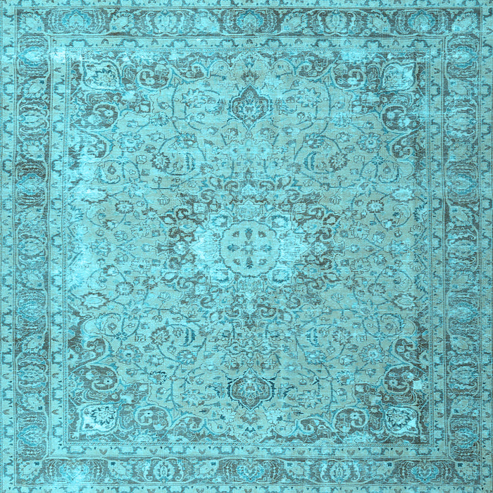 Square Machine Washable Persian Light Blue Traditional Rug, wshtr3282lblu