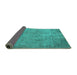 Sideview of Persian Turquoise Traditional Rug, tr3283turq