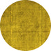 Round Persian Yellow Traditional Rug, tr3283yw