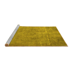Sideview of Machine Washable Persian Yellow Traditional Rug, wshtr3283yw