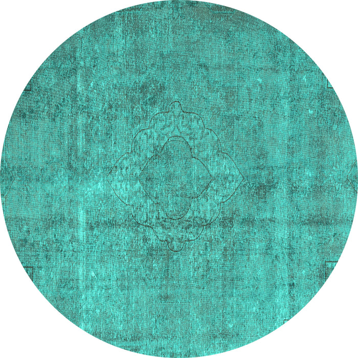 Round Persian Turquoise Traditional Rug, tr3283turq