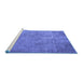 Sideview of Machine Washable Persian Blue Traditional Rug, wshtr3283blu