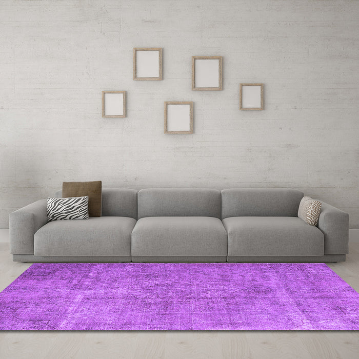 Machine Washable Persian Purple Traditional Area Rugs in a Living Room, wshtr3283pur