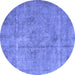 Round Persian Blue Traditional Rug, tr3283blu