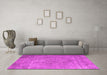 Machine Washable Persian Pink Traditional Rug in a Living Room, wshtr3283pnk