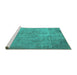 Sideview of Machine Washable Persian Turquoise Traditional Area Rugs, wshtr3283turq