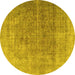 Round Persian Yellow Traditional Rug, tr3284yw