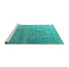 Sideview of Machine Washable Persian Turquoise Traditional Area Rugs, wshtr3284turq