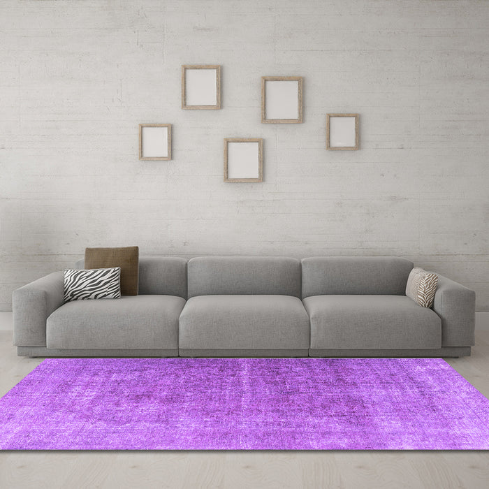 Machine Washable Persian Purple Traditional Area Rugs in a Living Room, wshtr3284pur