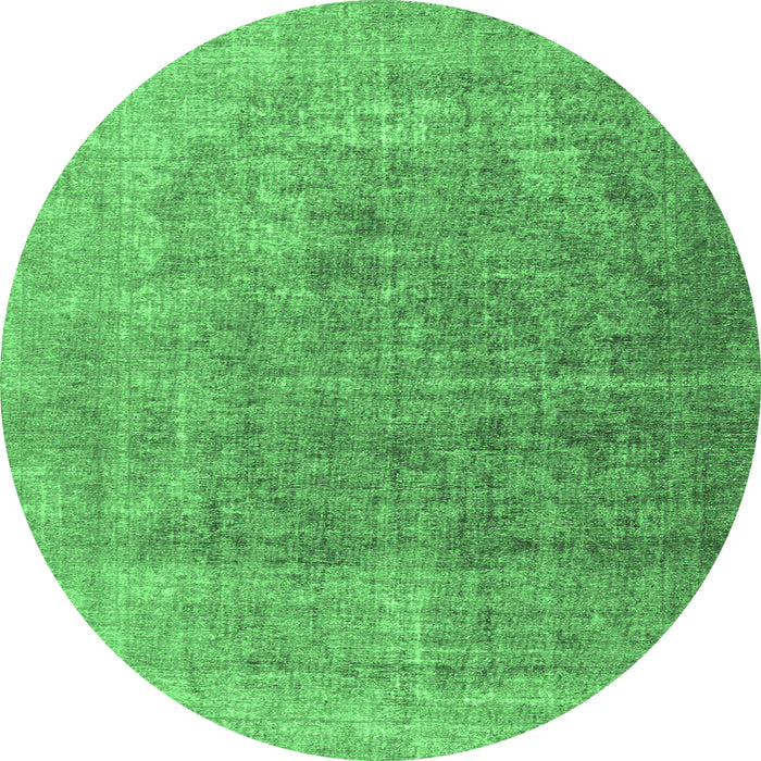 Round Machine Washable Persian Emerald Green Traditional Area Rugs, wshtr3284emgrn