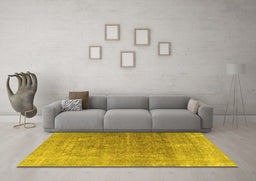 Machine Washable Persian Yellow Traditional Rug in a Living Room, wshtr3284yw
