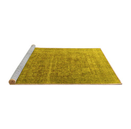 Sideview of Machine Washable Persian Yellow Traditional Rug, wshtr3284yw