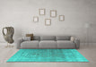 Machine Washable Persian Turquoise Traditional Area Rugs in a Living Room,, wshtr3284turq