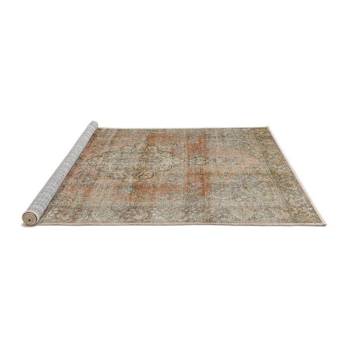 Sideview of Machine Washable Traditional Dark Almond Brown Rug, wshtr3285