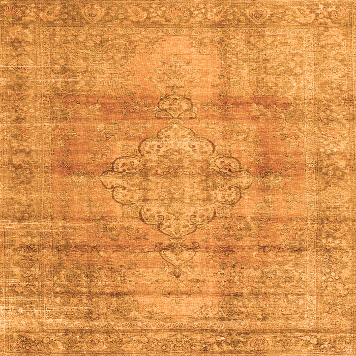 Round Machine Washable Persian Orange Traditional Area Rugs, wshtr3285org