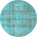 Round Persian Light Blue Traditional Rug, tr3285lblu
