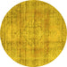 Round Persian Yellow Traditional Rug, tr3285yw