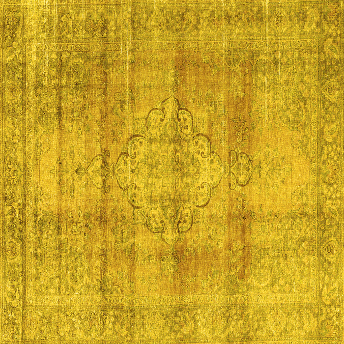 Square Machine Washable Persian Yellow Traditional Rug, wshtr3285yw