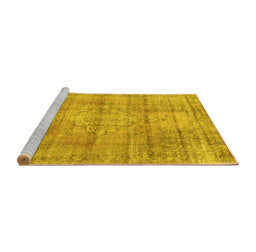 Sideview of Machine Washable Persian Yellow Traditional Rug, wshtr3285yw