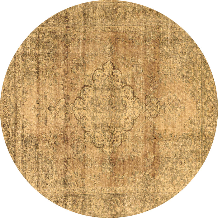 Round Persian Brown Traditional Rug, tr3285brn