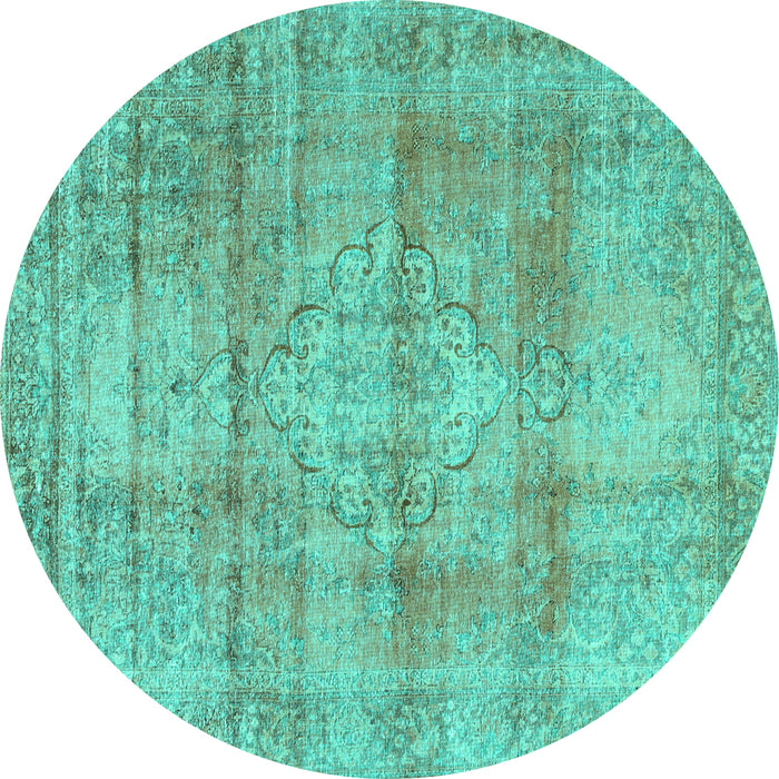 Round Persian Turquoise Traditional Rug, tr3285turq