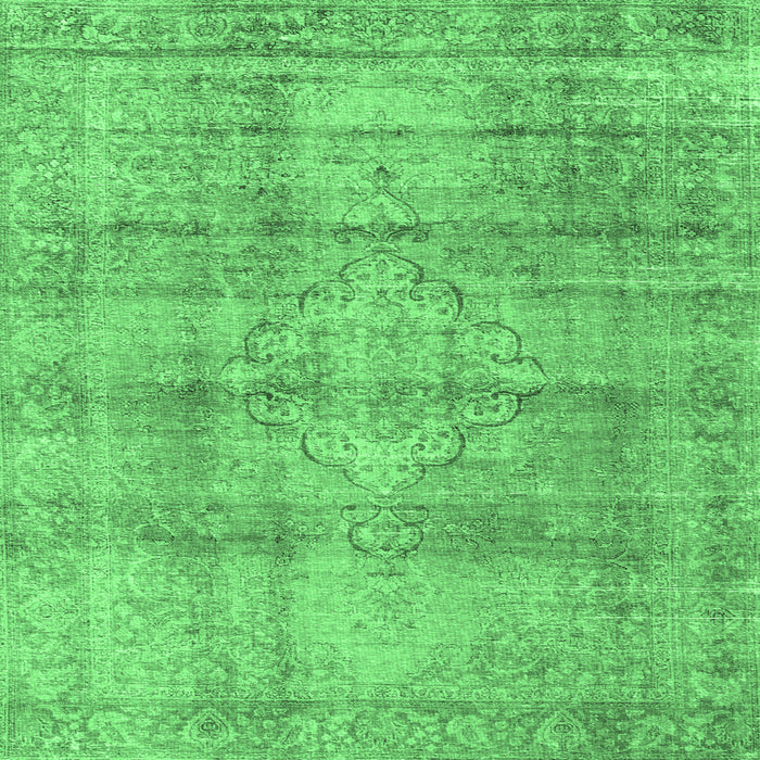 Square Machine Washable Persian Emerald Green Traditional Area Rugs, wshtr3285emgrn