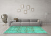 Machine Washable Persian Turquoise Traditional Area Rugs in a Living Room,, wshtr3285turq