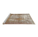 Sideview of Machine Washable Traditional Dark Gold Brown Rug, wshtr3286