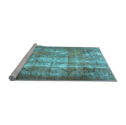Sideview of Machine Washable Persian Light Blue Traditional Rug, wshtr3286lblu