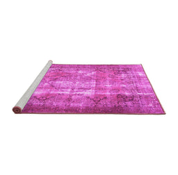 Sideview of Machine Washable Persian Pink Traditional Rug, wshtr3286pnk