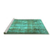 Sideview of Machine Washable Persian Turquoise Traditional Area Rugs, wshtr3286turq