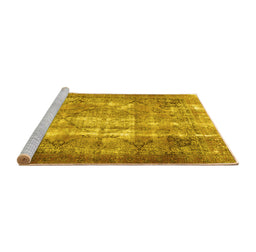 Sideview of Machine Washable Persian Yellow Traditional Rug, wshtr3286yw