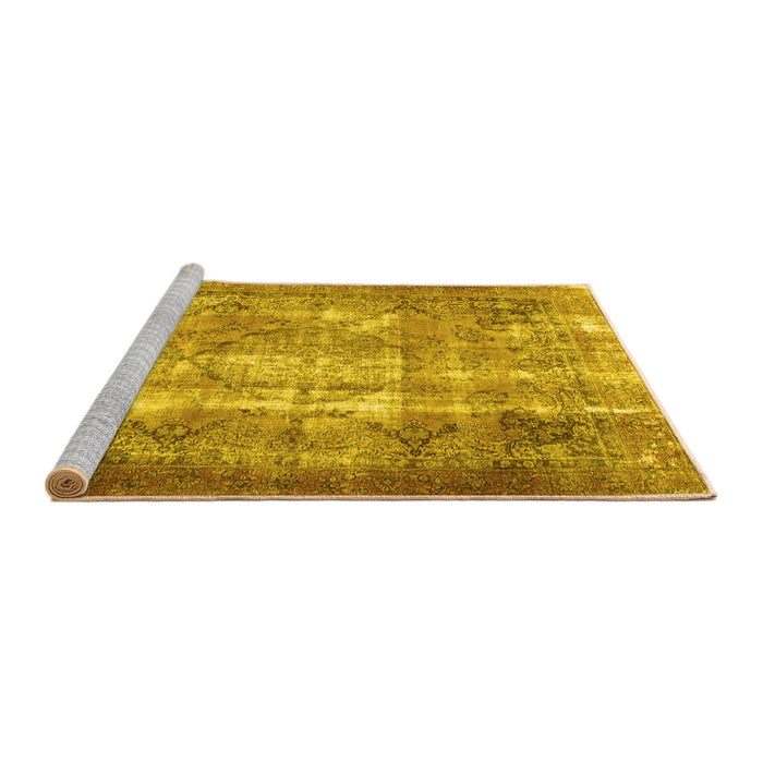 Sideview of Machine Washable Persian Yellow Traditional Rug, wshtr3286yw