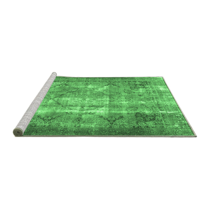 Sideview of Machine Washable Persian Emerald Green Traditional Area Rugs, wshtr3286emgrn