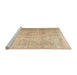 Sideview of Machine Washable Traditional Sand Brown Rug, wshtr3287