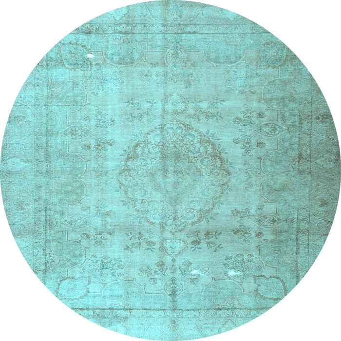 Round Machine Washable Persian Light Blue Traditional Rug, wshtr3287lblu