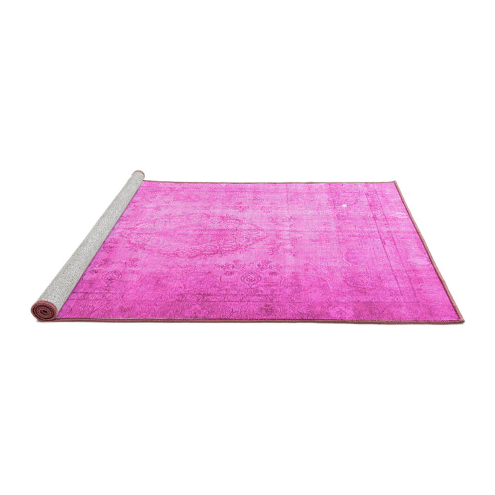 Sideview of Machine Washable Persian Pink Traditional Rug, wshtr3287pnk