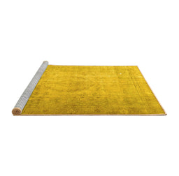 Sideview of Machine Washable Persian Yellow Traditional Rug, wshtr3287yw